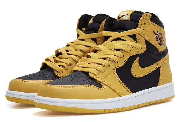 Imagem lateral do Tênis Air Jordan 1 High "Pollen" nas cores amarelo e preto disponível na Supernova Sneakers