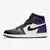 Tenis Air Jordan 1 High "Court Purple" nas cores preto e roxo, com detalhes em branco e sola roxa disponível na Supernova Sneakers