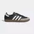 Tênis Adidas Samba "Vegan Black Gum" na cor preta, com detalhes em branco e sola marrom.