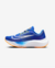 Tênis Nike Zoom Fly 5 na cor azul, com detalhes em amarelo e sola laranja, ideal para corrida, disponível na Supernova Sneakers.