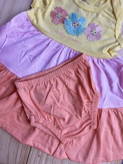 CONJUNTO GARDEN VESTIDO + CALCINHA - AMARELO/ROSA/LARANJA na internet