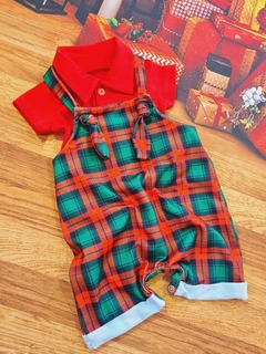 CONJUNTO JARDINEIRA NATAL FELIZ - MENINO