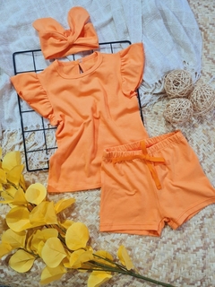CONJUNTO CAMISETA FRUFRU E SHORT - LARANJA