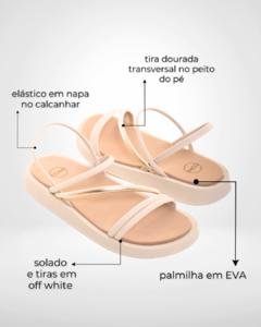 Imagem do Papete tipo Sandália Comfy Off White com Dourado, Papete Nice
