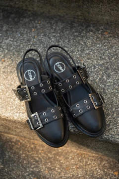 Slingback Preto Fivelas, Lou - loja online