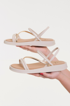 Papete tipo Sandália Comfy Off White com Dourado, Papete Nice - comprar online