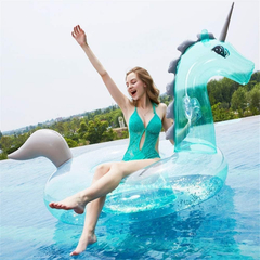 Inflable unicornio para pileta grande transparente 1.2m x 0.6m - Lionmarket