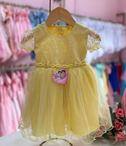 VESTIDO MILENA BUSTO BORDADO MANGA PRINCESA