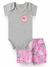 kit 2 conjuntos Menina bebe body manga curta e shorts - PEQUENO MIU KIDS