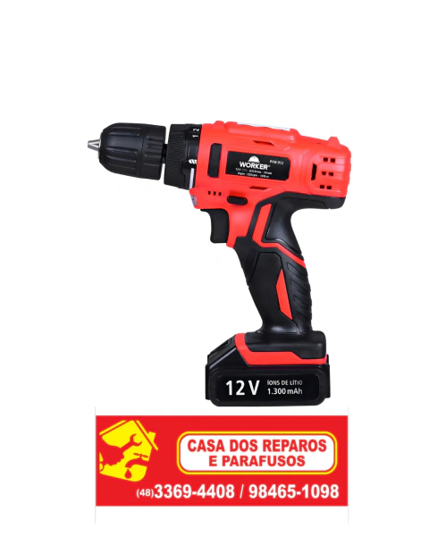 Parafusadeira / Furadeira a Bateria Worker 12V – Modelo PFW 012