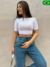 Cropped Blusinha Manga Curta Poliamida Suplex Gola Redonda Mia