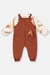 CONJUNTO JARDINEIRA MOLECOTTON E BODY MALHA MARROM CANELA