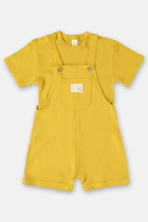 JARDINEIRA MOLECOTTON COM CAMISETA EM RIBANA - ALGODÃO SUSTENTÁVEL