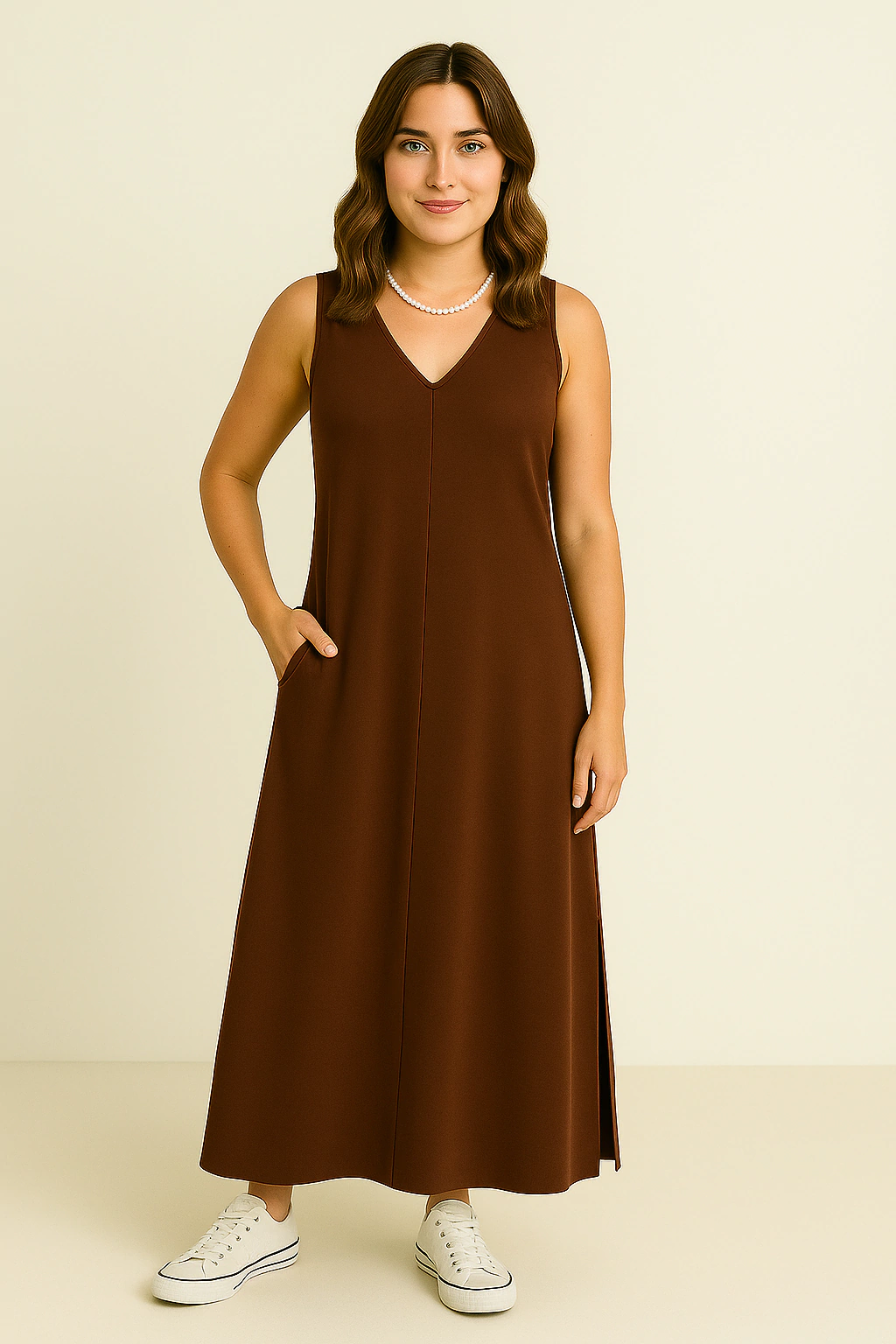 VESTIDO LONGO BELLA MARROM