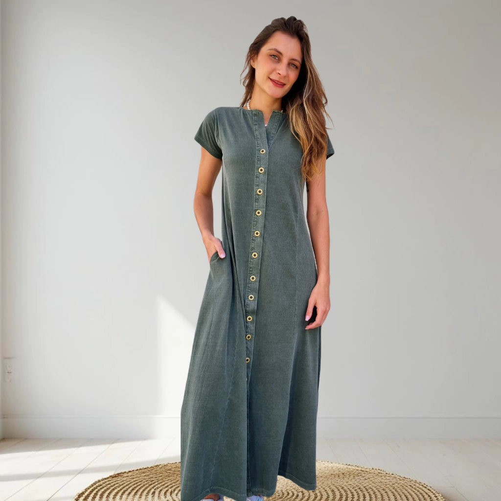 VESTIDO LONGO HANNA VERDE MUSGO