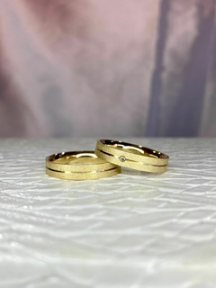 Aliança Banhada Ouro 18k 4mm Diamantada AF62 (LEIA A DESCRIÇÃO) - comprar online