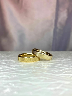 Aliança Banhada Ouro 18k trabalhada 5mm AF43 (LEIA A DESCRIÇÃO) - comprar online