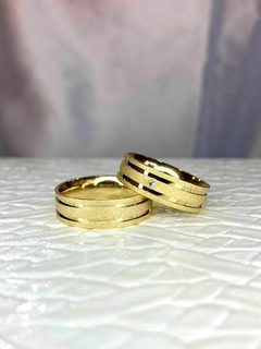 Aliança Banhada Ouro 18k 6mm Diamantada AF25 (LEIA A DESCRIÇÃO)