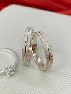 Aliança Prata Diamantada 4mm ALP62 (LEIA A DESCRIÇÃO) - loja online