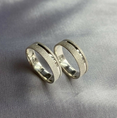 Aliança Prata Diamantada canal lateral 5mm ALP 322 (LEIA A DESCRIÇÃO) na internet