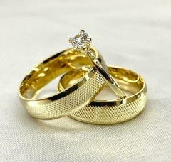 Aliança Banhada Ouro 18k trabalhada 5mm AF43 (LEIA A DESCRIÇÃO)