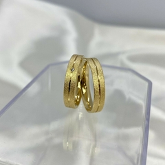 Aliança Banhada Ouro 18k 4mm Diamantada AF62 (LEIA A DESCRIÇÃO)