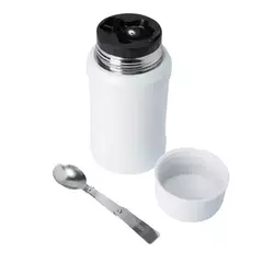 Imagem do Garrafa Térmica de 800ml Branca Inox + Colher dobrável + Bag Térmica