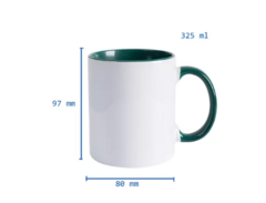 Caneca Premium Personalizada - Alça e interior Verde escuro