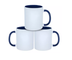 Caneca Premium Personalizada - Alça e interior Azul - PERSONALIZA BRINDES