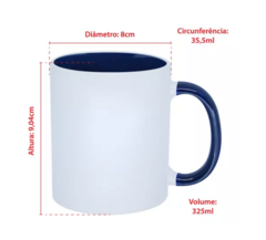 Caneca Premium Personalizada - Alça e interior Azul