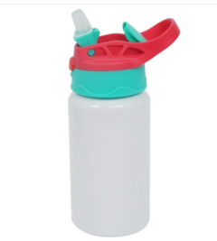 SQUEEZE DE ALUMINIO BRANCO TAMPA VERMELHO E VERDE 500ML na internet