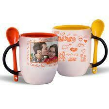 Caneca Mágica Personalizada – Interior colorido com Colher, 325ml