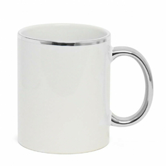 Caneca de Cerâmica Branca Borda e Alça Cromada - 325ml - PERSONALIZA BRINDES