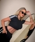 Cropped Feminino Canelado com Listras nas Mangas - Preto
