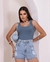 Short Jeans Feminino Cintura Alta com Correntes - Lavagem Clara - comprar online