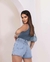 Short Jeans Feminino Cintura Alta com Correntes - Lavagem Clara - loja online