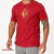 Camisa masculina de cor marsala com estampa "fé" em dourado.