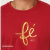 Camisa masculina na cor marsala com estampa dourada da palavra "fé".