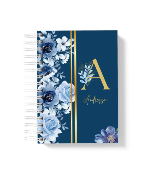Planner Permanente: Alfabeto Floral Capa Azul - comprar online