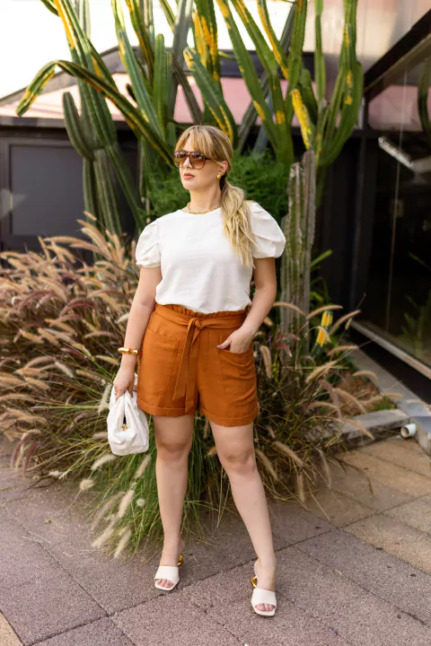 Shorts Alfaiataria Bolsos e Amarração - comprar online