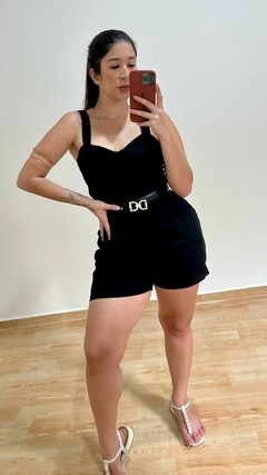 Imagem do Conjunto shorts e top preto tecido viscolinho ziper no shorts e top com elástico