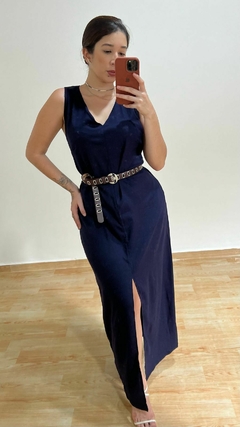 Vestido Longuete Azul Marinho Elegante - Modelo Maia - loja online