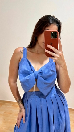 CONJUNTO SAIA E TOP LAÇO AZUL - LARA na internet