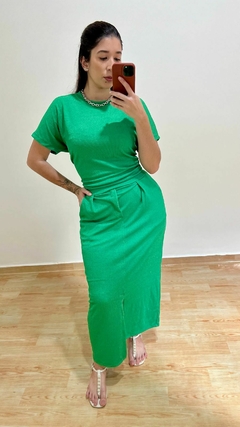 CONJUNTO SAIA MIDI E BLUSA VERDE - IVONE - comprar online