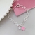 Pulseira Trevo Rosa e Coração Prata