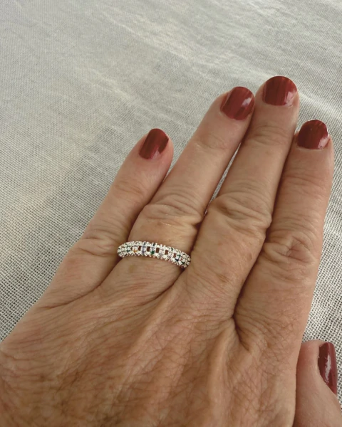 Anillo Micropavé Multicolor Acero