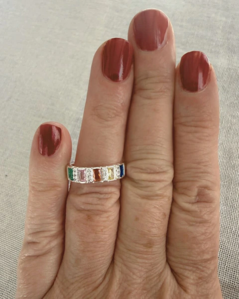 Anillo Cubics Rectangulares Multicolor