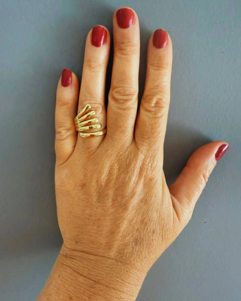 Anillo Abanico Acero Dorado