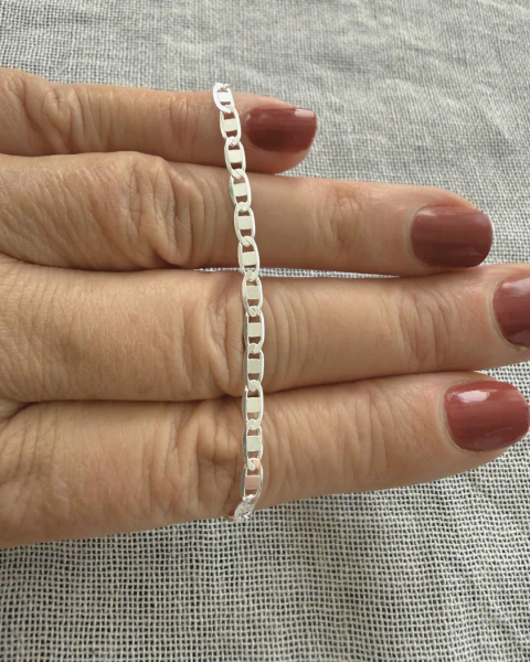 Pulsera Cadena Eslabones Ovalados Planos Hombre