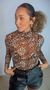 Blusa manga longa tule animal print - comprar online